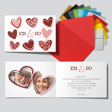 Valentinskarte "Ich & Du" mit Briefumschlag