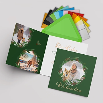 Klappkarte Weihnachtskranz grün