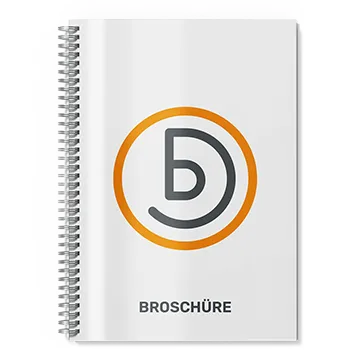Broschüre mit Umschlag und Spiralbindung