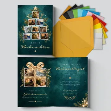 Klappkarte Weihnachten Fotobaum gestalten und drucken