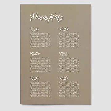 Hochzeitsplakat Sitzplan