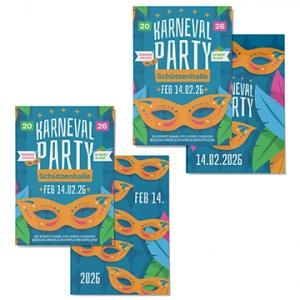 Karneval Flyer Sortendruck