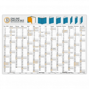 Jahresplaner einseitig bedruckt