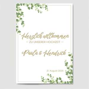 Hochzeitsplakat willkommen Natural Green