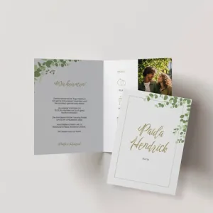 Einladungsklappkarte Hochzeit Natural Green