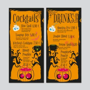 Halloween Party Getränkekarte