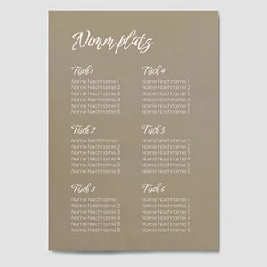 Hochzeitsplakat Sitzplan Nature