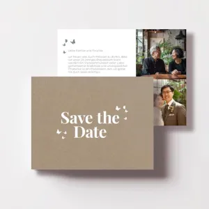 Karte Save-the-Date Hochzeitsjubiläum Silber Butterfly