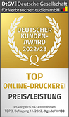 1. Platz - Preise & Konditionen Online-Druckereien 11/2022