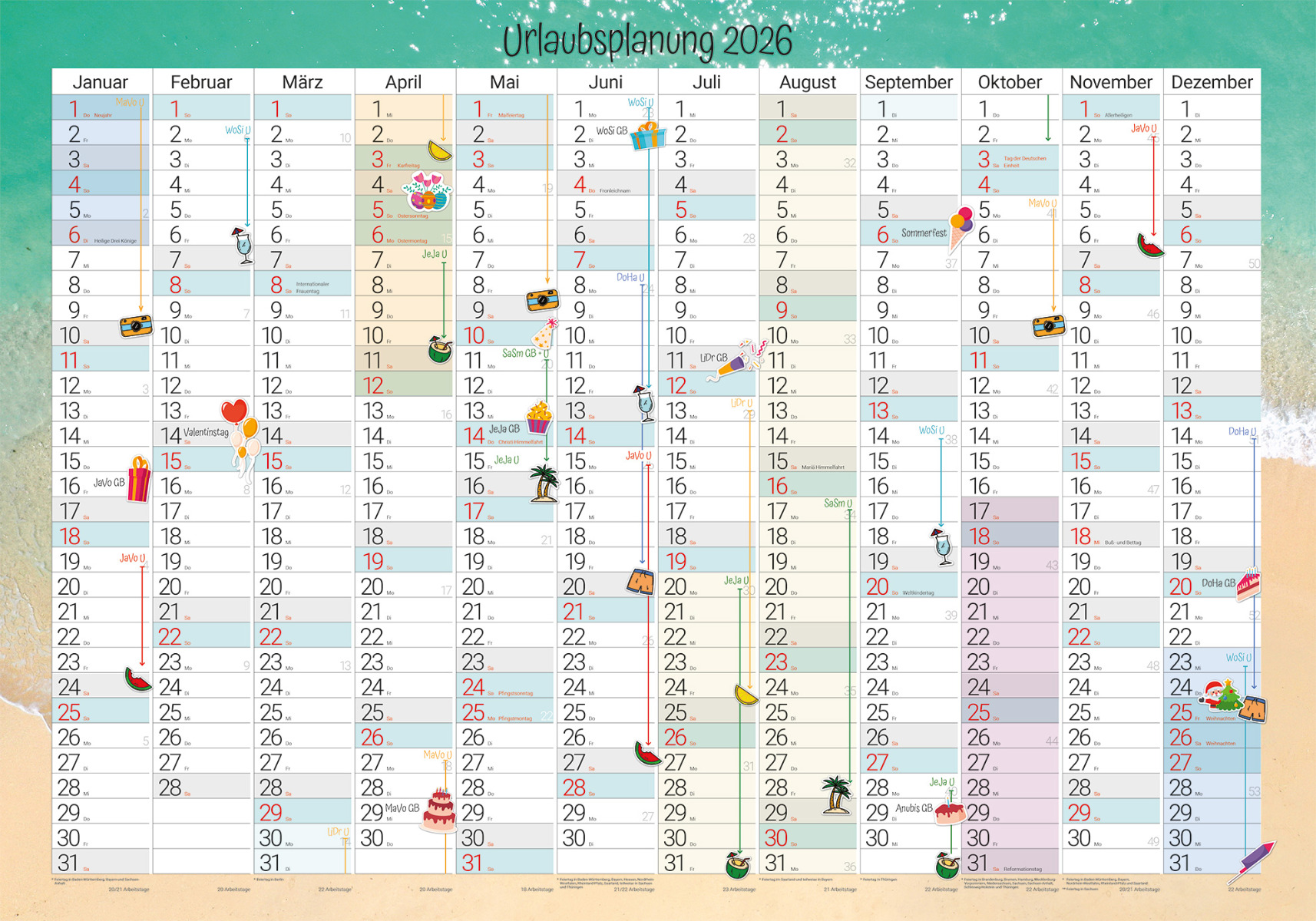 Jahresplaner Beislpiel