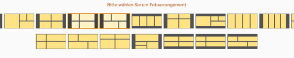 Auswahl verschiedener Fotoarrangements für eine Collage im Fotobuch