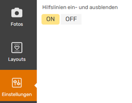 Einstellungen des Online-Gestalters mit der Funktion Hilfslinien ein- und ausblenden