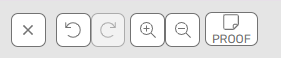 Werkzeugleiste des Online-Gestalters mit dem Button PROOF